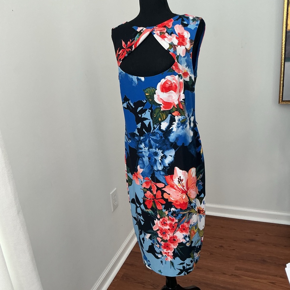 Cache frontless  Floral Dress - Blue and Red